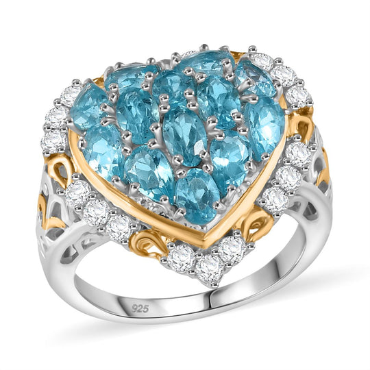 Betroka Blauer Apatit Ring 925 Silber rhodiniert (Größe 17.00) ca. 3,56 ct