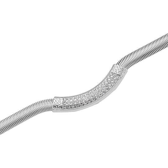 DESIGNER-INSPIRIERT Weißes Kristall Halskette ca. 50 cm + 5 cm extender, Reiner Edelstahl