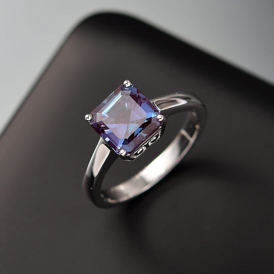 AAA Lab Grown Alexandrit Ring, AGI zertifiziert und geprüft, 417 Weiß Gold (Größe 18.00) ca. 2.95 ct