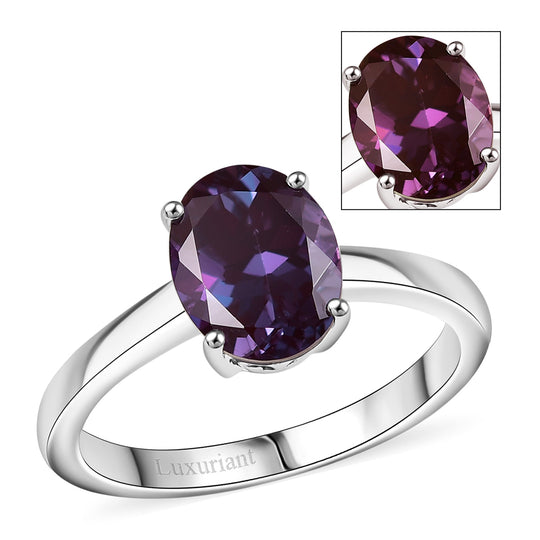 AAA Lab Grown Alexandrit Ring, AGI zertifiziert und geprüft, 417 Weiß Gold (Größe 20.00) ca. 2.38 ct