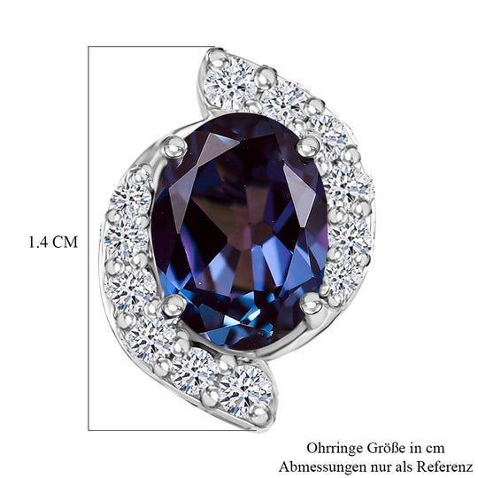 AAA Lab Grown Alexandrit, Lab Grown Diamant AGI zertifiziert Ohrringe 417 Gold ca. 3.94 ct