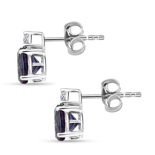LUXURIANT zertifizierte und geprüfte AAA Labor Alexandrit und SI-GH Labor Diamant Ohrringe in 417 Weißgold - 3,15 ct.