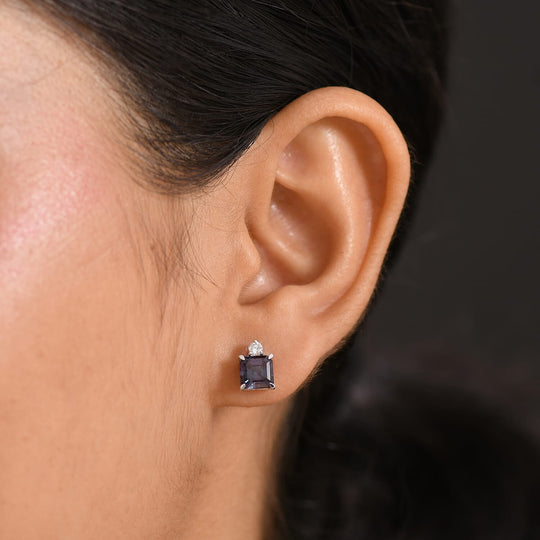 LUXURIANT - AAA Lab Grown Alexandrit, Lab Grown Diamant Ohrringe, AGI zertifiziert und geprüft, 417 Weiß Gold ca. 2.56 ct