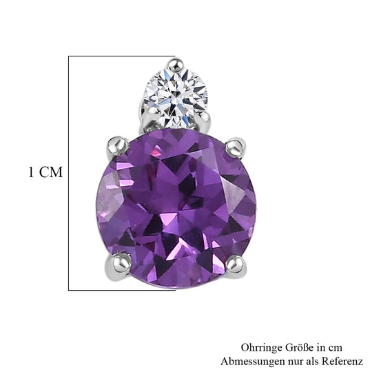 AAA Lab Grown Farbwechsel-Saphir, Lab Grown Diamant AGI zertifiziert Ohrringe 417 Gold ca. 3.15 ct