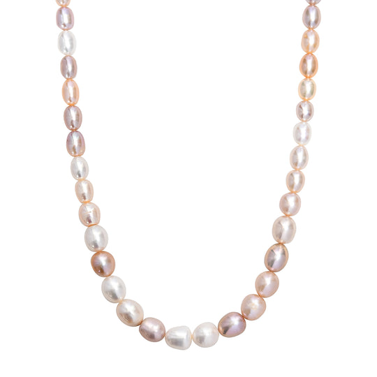 AA mehrfarbige Süßwasser Perle Halskette, 45+5cm, 925 Silber Gelbgold Vermeil