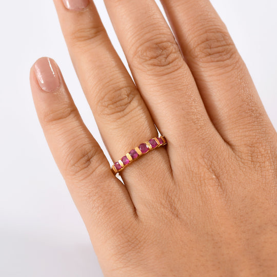 Afrikanischer Rubin (Fissure gefüllt) Ring 925 Silber vergoldet (Größe 20.00) ca. 0,93 ct