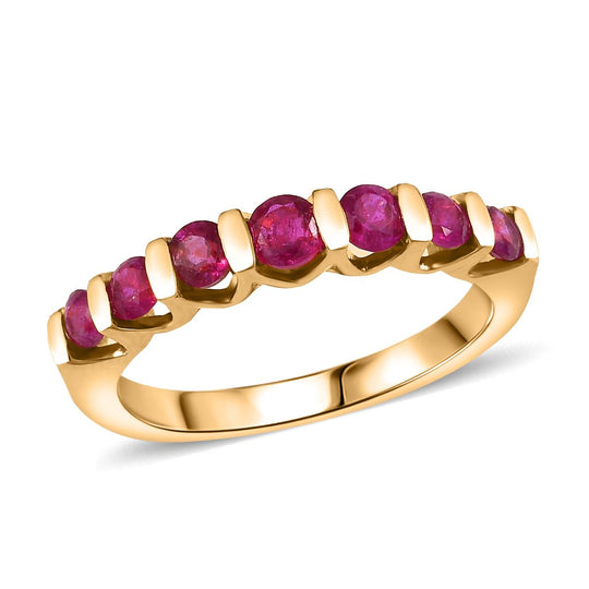 Afrikanischer Rubin (Fissure gefüllt) Ring 925 Silber vergoldet (Größe 20.00) ca. 0,93 ct