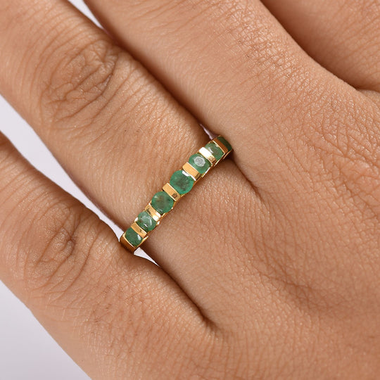 Kagem Sambischer Smaragd Ring 925 Silber vergoldet (Größe 21.00) ca. 0,70 ct