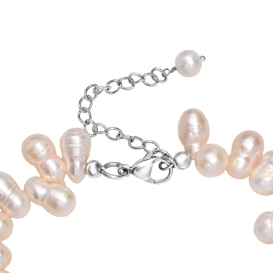 Mehrfarbiges Süßwasserperle Armband, 19+5cm, Edelstahl
