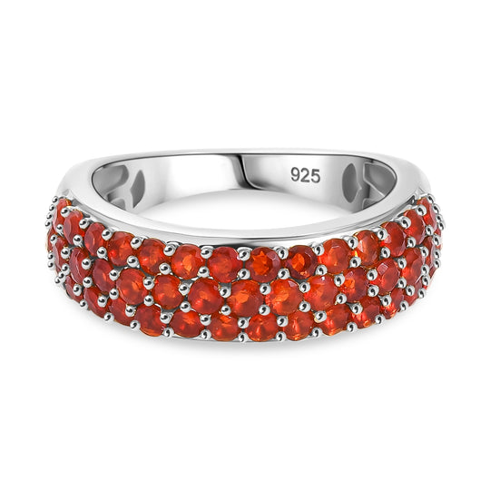 Mexikanischer Kirschfeuer-Opal Ring, 925 Silber 750 Gelbgold Vermeil - 1,14 ct.
