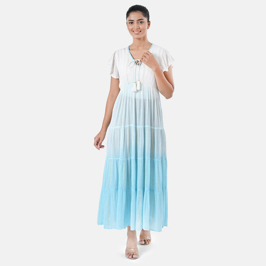 Maxikleid aus Viskose-Crepe mit Lurex, Einheitsgröße, Seegrün