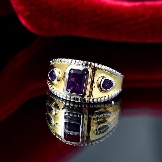 Afrikanischer Amethyst Ring Messing (Größe 18.00) ca. 1,29 ct