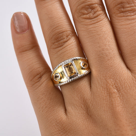 Citrin Ring Nickelfreies Messing (Größe 18.00) ca. 1.27 ct