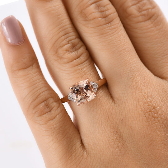 LUXORO AAA Morganit, Weißer Diamant AGI zertifiziert Ring 417 Gold (Größe 19.00) ca. 3.03 ct