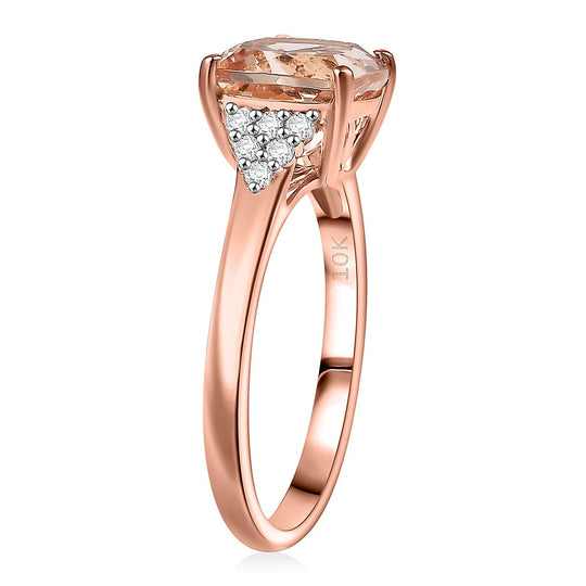 LUXORO AAA Morganit, Weißer Diamant AGI zertifiziert Ring 417 Gold (Größe 19.00) ca. 3.03 ct