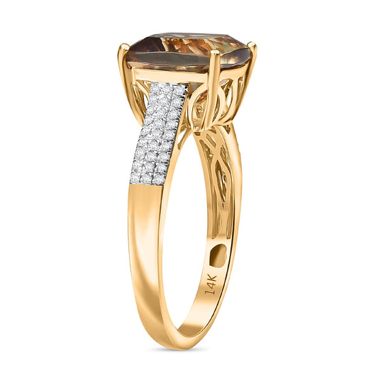 LUXORO AAA Turkizit, Weißer Diamant AGI zertifiziert Ring 585 Gold (Größe 19.00) ca. 5.22 ct