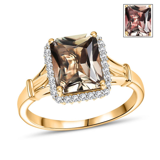 LUXORO AAA Turkizit, Weißer Diamant AGI zertifiziert Ring 585 Gold (Größe 18.00) ca. 4.24 ct