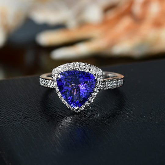Rhapsody AAAA Tansanit, Weißer Diamant AGI zertifiziert Ring 950 Platin (Größe 16.50) ca. 3.61 ct