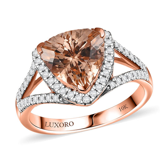 LUXORO AAA Morganit, Weißer Diamant AGI zertifiziert Ring 417 Gold (Größe 19.00) ca. 3.28 ct