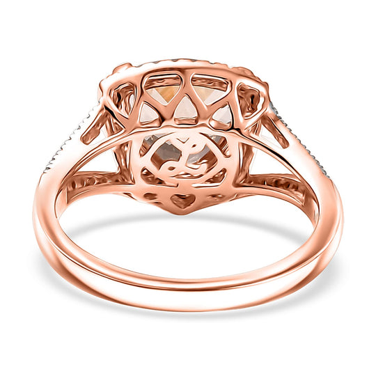 LUXORO AAA Morganit, Weißer Diamant AGI zertifiziert Ring 417 Gold (Größe 19.00) ca. 3.28 ct