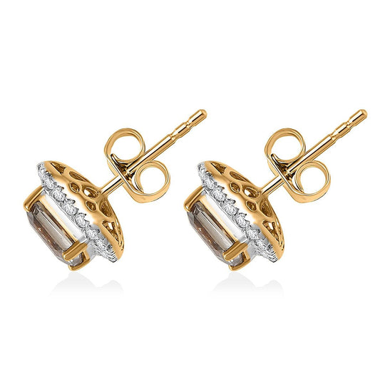 LUXORO AAA Turkizit, Weißer Diamant AGI zertifiziert Ohrringe 585 Gold ca. 2.36 ct