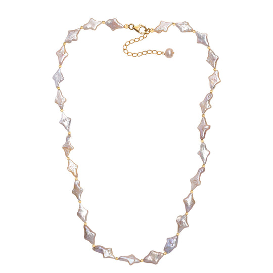 AAA Süßwasser Perle Halskette, 45+5cm, 925 Silber 750 Gelbgold Vermeil