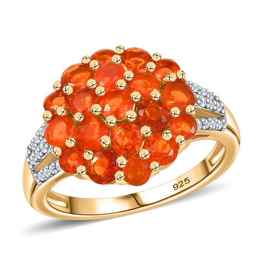 Blaze Feueropal Ring 925 Silber 750 Gelbgold Vermeil (Größe 19.00) ca. 1.56 ct