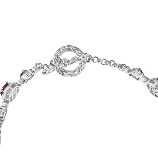 Afrikanischer Rubin (Fissure gefüllt) Armband ca. 19 cm 925 Silber rhodiniert ca. 5,07 ct.