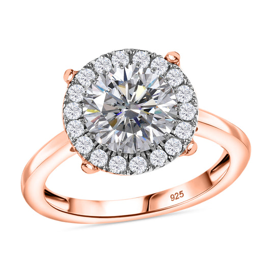 Moissanit Ring 925 Silber 750 Roségold Vermeil (Größe 19.00) ca. 2,11 ct