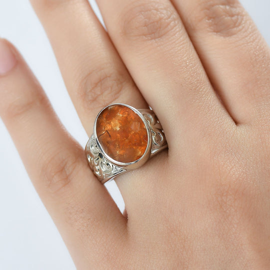Feuer Opal Matrix Ring 950 Kupfer (Größe 18.00) ca. 5,50 ct