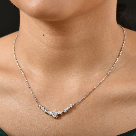 Moissanit Halskette ca. 45 cm 925 Silber rhodiniert ca. 2.76 ct