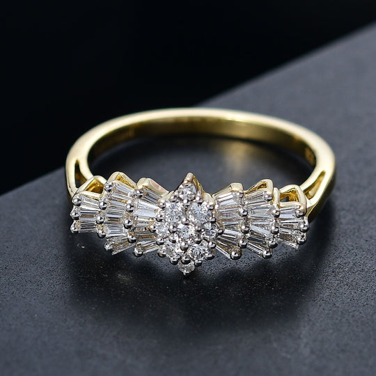 LUXURIANT DIAMOND - Lab Grown Diamant SI-GH Ring 925 Silber 750 Gelbgold Vermeil (Größe 16.00) ca. 0.50 ct