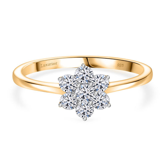 LUXURIANT DIAMOND - Lab Grown Diamant SI-GH SGL zertifiziert Ring 925 Silber Gelbgold Vermeil ca. 0.50 ct
