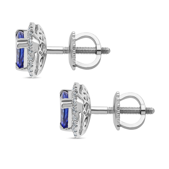 Rhapsody AAAA Tansanit, Weißer Diamant AGI zertifiziert Ohrringe 950 Platin ca. 2.30 ct