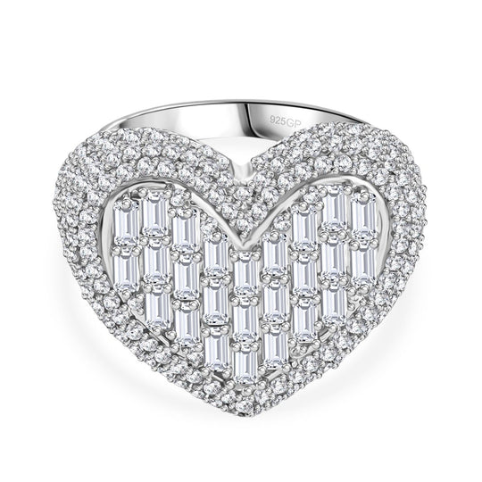 Weißer Zirkon, Kanchanaburi Blauer Saphir Ring 925 Silber rhodiniert (Größe 17.00) ca. 4,70 ct