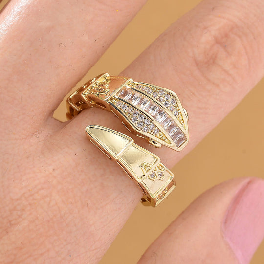 Weißer Zirkonia Ring Messing (Größe 18.00) Gelb