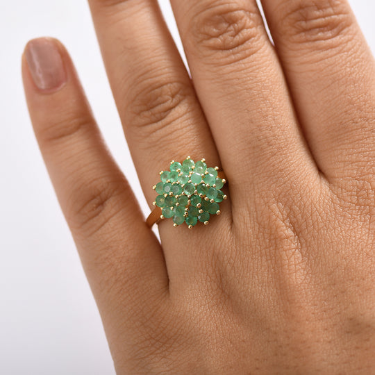 Socoto Smaragd Ring 925 Silber 750 Gelbgold Vermeil (Größe 21.00) ca. 1,98 ct