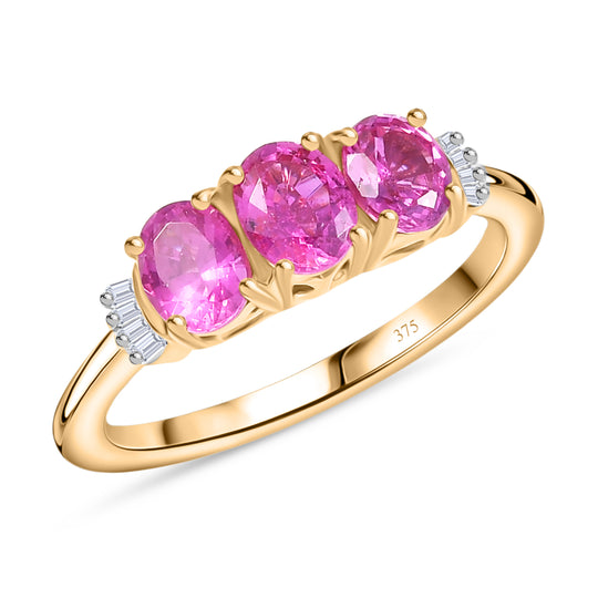 AAA Montepeuz Rubin, Weißer Diamant Ring 375 Gold (Größe 19.00) ca. 1.30 ct