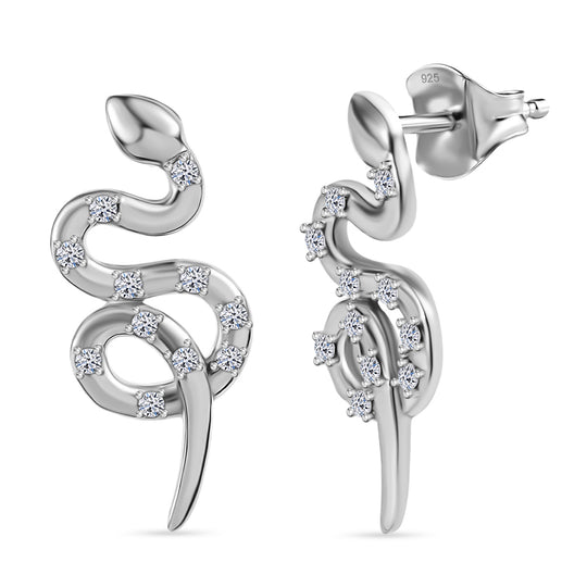 LUXURIANT 0,33 ct. SI-GH Labor Diamant Schlangen Ohrringe, 925 Silber rhodiniert
