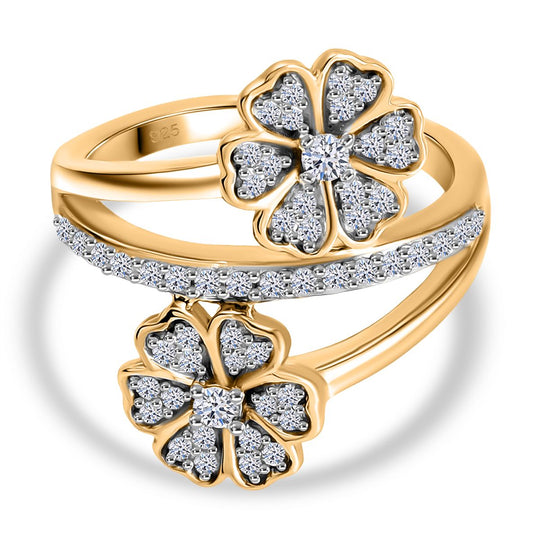 LUXURIANT DIAMOND - Lab Grown Diamant SI-GH Ring 925 Silber 750 Gelbgold Vermeil (Größe 20.00) ca. 0.50 ct