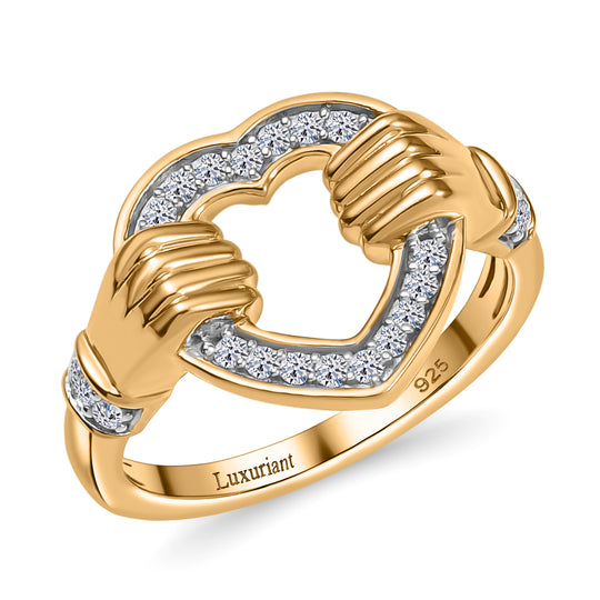 LUXURIANT DIAMOND - Lab Grown Diamant SI-GH Ring 925 Silber 750 Gelbgold Vermeil (Größe 16.00) ca. 0.25 ct