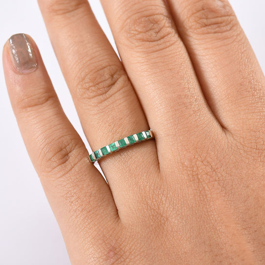 Kagem Sambischer Smaragd Ring 925 Silber 750 Gelbgold Vermeil (Größe 19.00) ca. 0.39 ct