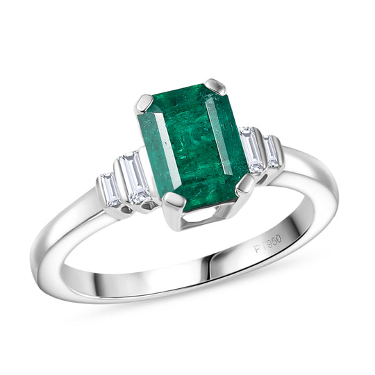 Rhapsody AAAA Gemfields Kagem Sambischer Smaragd, Diamant VS-EF Ring 950 Platin (Größe 18.00) ca. 1.81 ct
