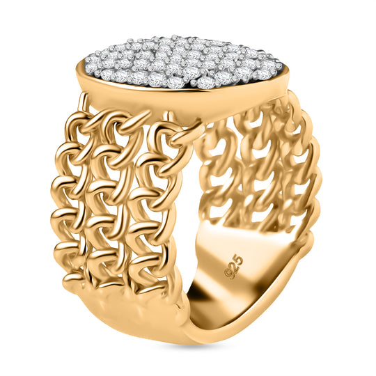 Moissanit Ring 925 Silber 750 Gelbgold Vermeil (Größe 18.00)