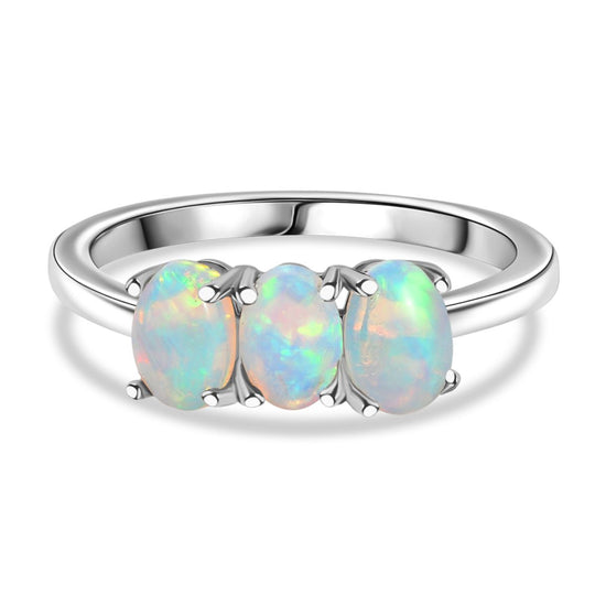 AA Natürlicher, äthiopischer Welo Opal Ring 925 Silber vergoldet (Größe 18.00) ca. 0,93 ct