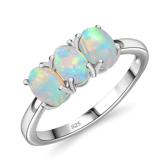 AA Natürlicher, äthiopischer Welo Opal Ring 925 Silber vergoldet (Größe 18.00) ca. 0,93 ct