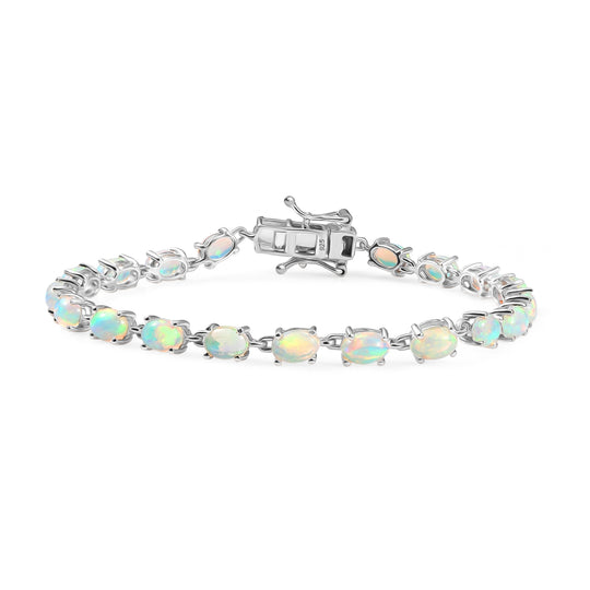 AA Natürlicher, äthiopischer Welo Opal Armband ca. 18 cm 925 Silber rhodiniert ca. 6,26 ct