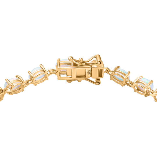 AA Natürlicher, äthiopischer Welo Opal Armband ca. 19 cm 925 Silber vergoldet ca. 5,22 ct.
