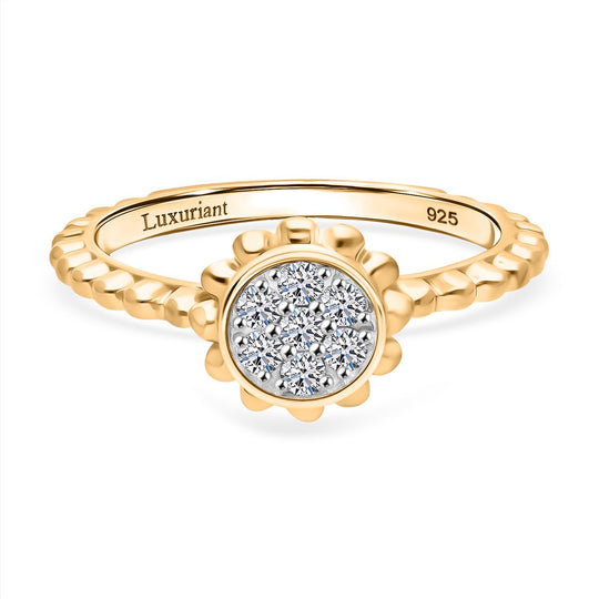 LUXURIANT DIAMOND - Lab Grown Diamant SI-GH Ring, 925 Silber 750 Roségold Vermeil (Größe 19.00) ca. 0.15 ct
