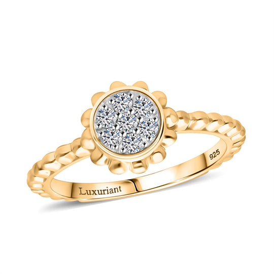 LUXURIANT DIAMOND - Lab Grown Diamant SI-GH Ring, 925 Silber 750 Roségold Vermeil (Größe 19.00) ca. 0.15 ct